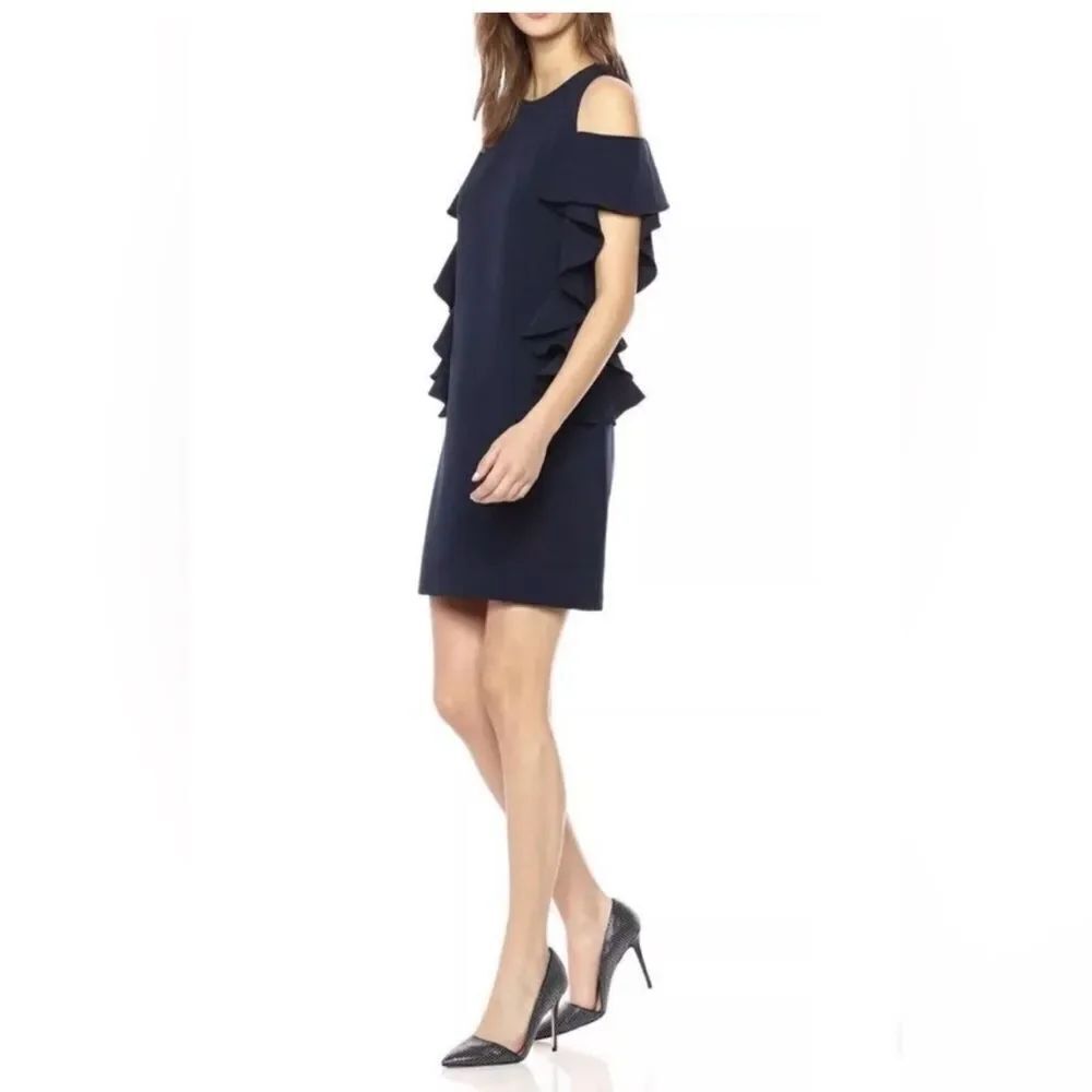 Vince Camuto Cold Shoulder ruffle Black Dress Size 4